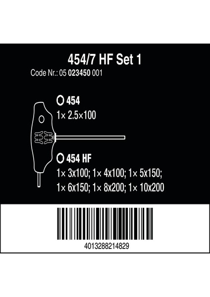 454/7 Hf T Kol Tornavida Set 1 05023450001