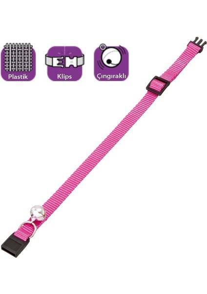 Kedi Boyun Tasması Çıngıraklı 30 cm - Pembe