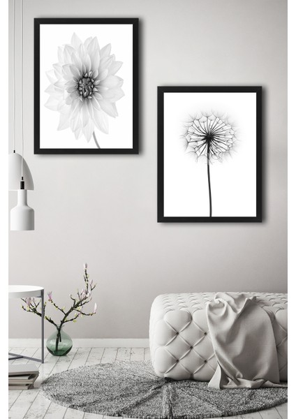 Çerçeve Hediyeli Poster Set All White Flower 2'li
