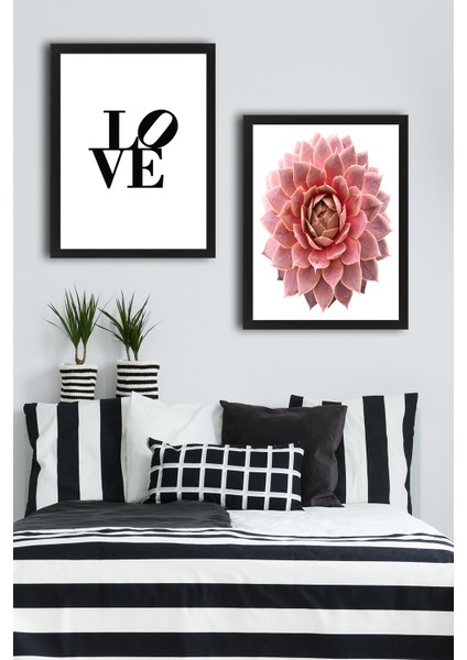 Çerçeve Hediyeli Poster Set Love Pink Flower 2'li