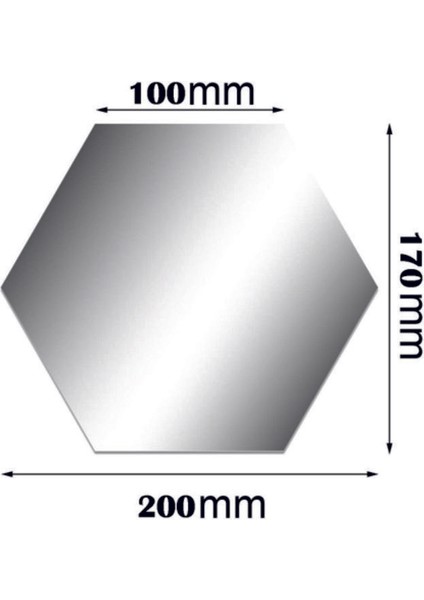 Altıgen Dekoratif Akrilik Ayna 24 Adet x 10*20 cm