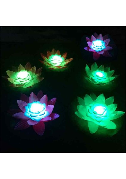 6\'lı Suda Yüzen Ledli Nilüfer Çiçeği Suyla Çalışan Işıklı Lotus Çiçeği