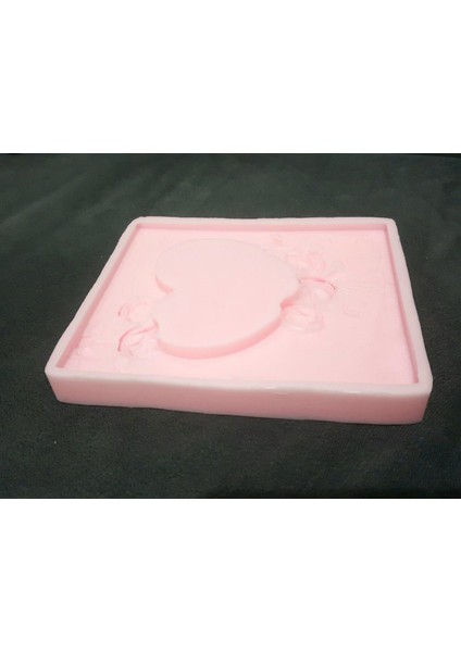 Gül Kabartmalı 17cm Kalp Çerçeve Silikon Kalıp K-748
