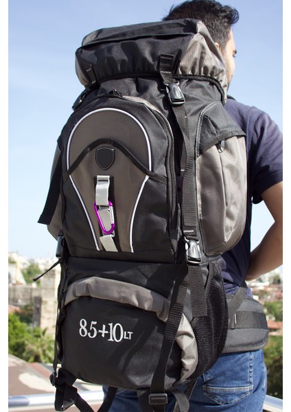 85+10 Litre Gri Profesyonel Dağcı Sırt Çantası