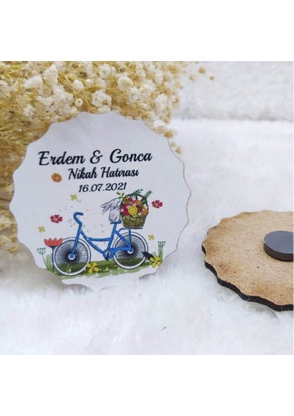 30 Adet Bisiklet Baskılı Ahşap Magnet