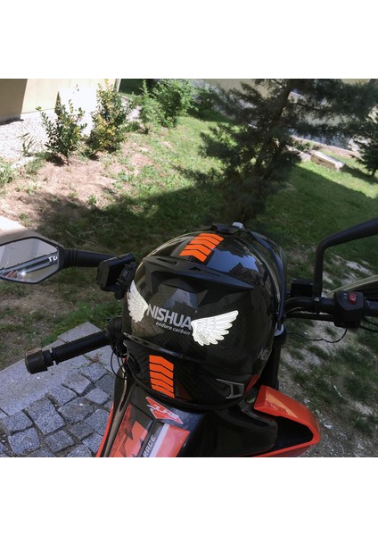 Ok Tasarımlı Floresan Turuncu Çamurluk Kask Sticker Çınar Extreme