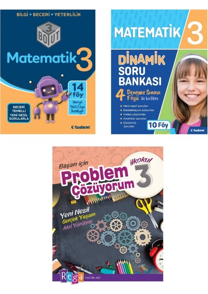 Tudem Yayınları 3. Sınıf Matematik Konu Anlatımlı +Soru Bankası + Problem Çözüyorum Seti