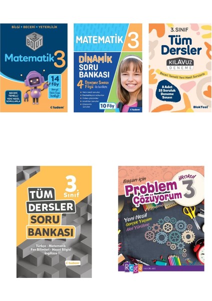 Tudem Yayınları 3. Sınıf Matematik Konu+Soru+Deneme+Tüm Dersler Soru +Problem+