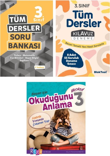 Tudem Yayınları 3. Sınıf Tüm Dersler Soru+ Deneme +Okuduğunu Anlama Seti