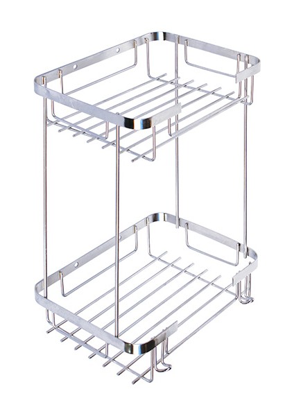 İkili Kare Banyo Duş Şampuanlık Rafı Paslanmaz 22x15 - mabello