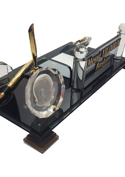 Atatürk Logolu Kristal Cam Masa Isimliği M215ATALOGOGOLD fiyatları