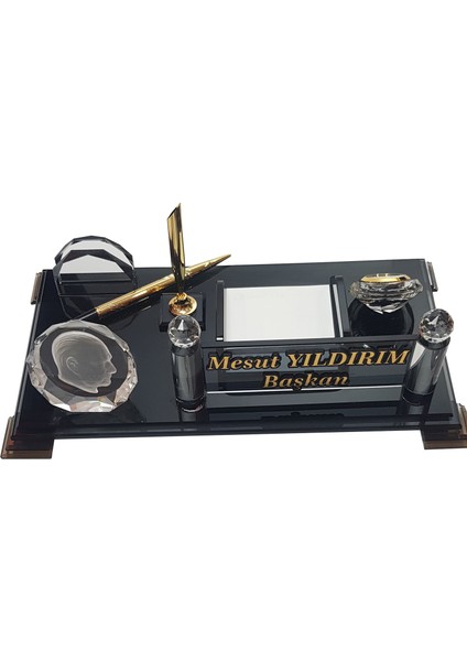 Atatürk Logolu Kristal Cam Masa Isimliği M215ATALOGOGOLD modelleri