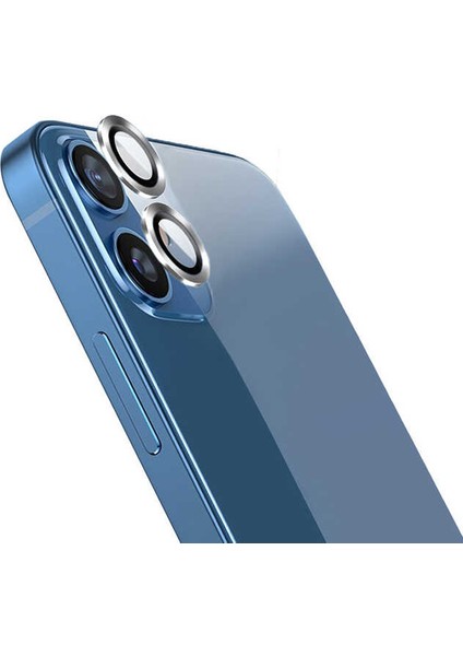 Apple iPhone 12 Kamera Metal Cam Lens Koruyucu Gümüş