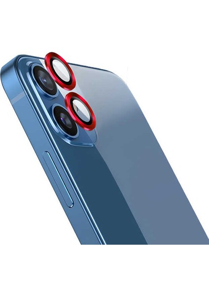 Apple iPhone 12 Kamera Metal Cam Lens Koruyucu Kırmızı