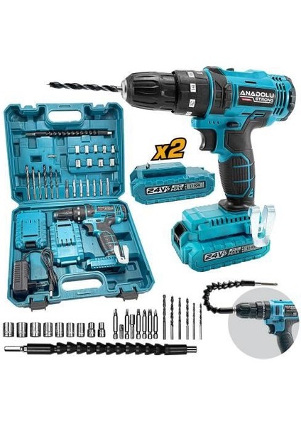 ANS1069 24W Çift Li-Ion Bataryalı Darbeli 27 Parçalı Süper Setli
