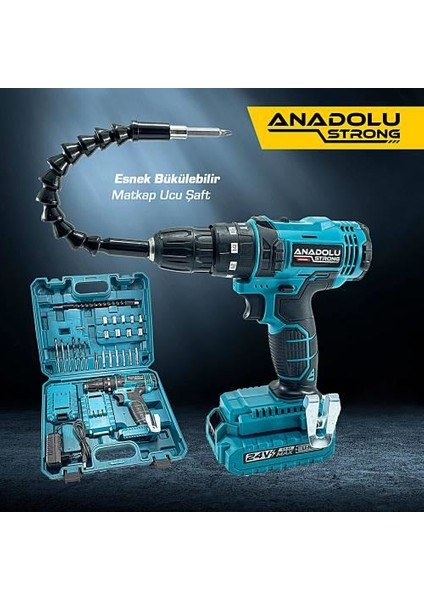 ANS1069 24W Çift Li-Ion Bataryalı Darbeli 27 Parçalı Süper Setli