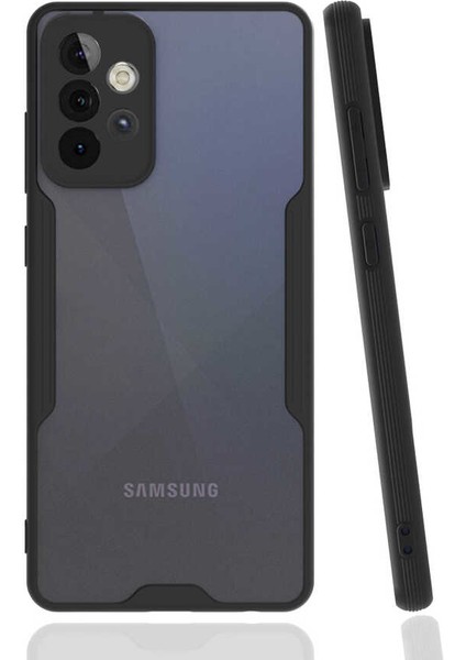 Samsung Galaxy A72 Kılıf Kenar Renkli Kamera Korumalı Mat Kapak Siyah
