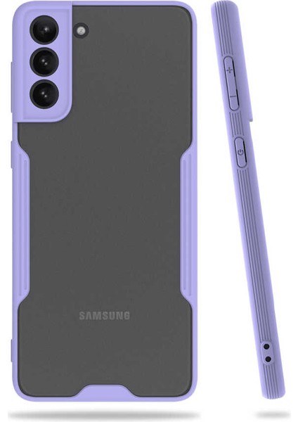 Samsung Galaxy S21 Plus Kılıf Kenar Renkli Kamera Korumalı Mat Kapak Mor