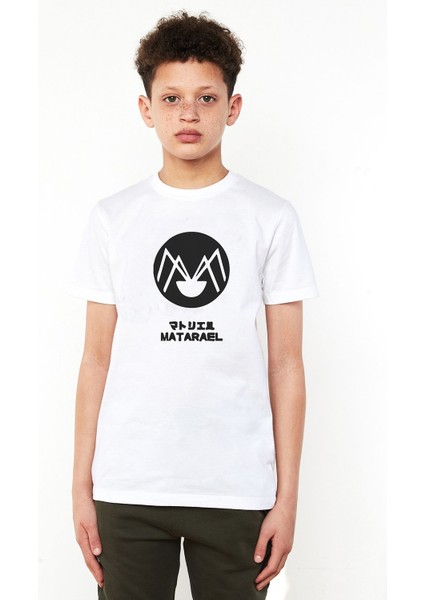 Evangelion Matarael Baskılı Unisex Çocuk Beyaz T-Shirt
