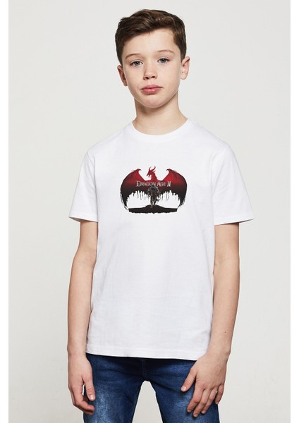 Attack On Titan Dragon Age Iı Baskılı Unisex Çocuk Beyaz T-Shirt