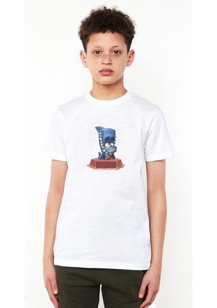 Finn Zooba Battle Royale Baskılı Unisex Çocuk Beyaz T-Shirt