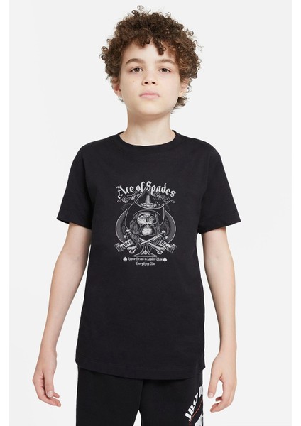 Motörhead Ace Of Spades Kurukafa Rock Baskılı Unisex Çocuk Siyah T-Shirt