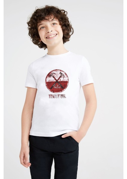 Pinkfloyd Beyaz Baskılı Unisex Çocuk Beyaz T-Shirt