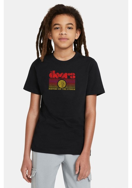 The Doors Riders On The Baskılı Unisex Çocuk Siyah T-Shirt