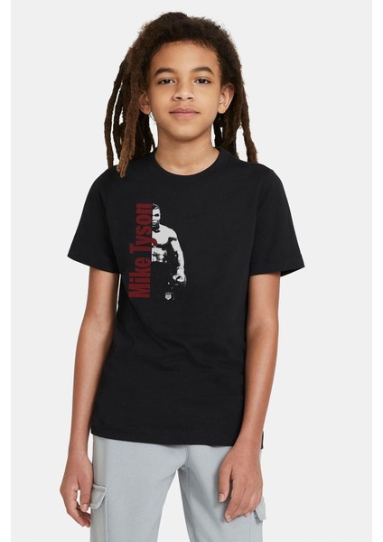 Mike Tyson Punch Boks Baskılı Unisex Çocuk Siyah T-Shirt