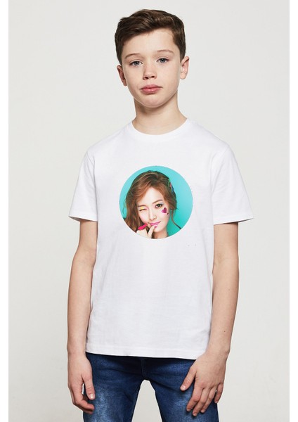 Snsd Jessica K-Pop Baskılı Unisex Çocuk Beyaz T-Shirt