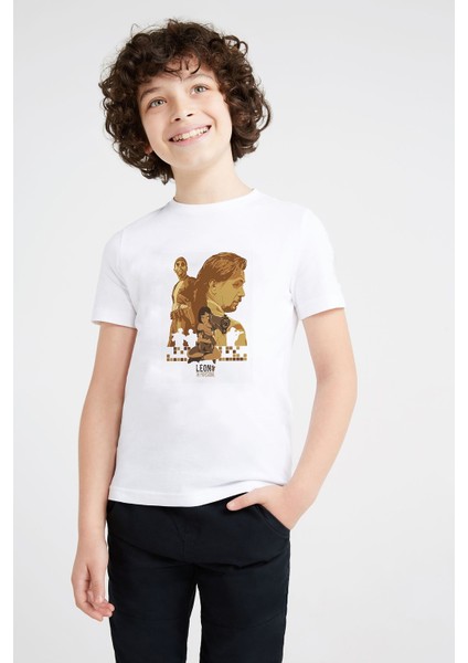 The Professional Leon Mathilda Sevginin Gücü Baskılı Unisex Çocuk Beyaz T-Shirt