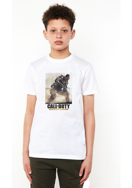 Call Of Duty5 Baskılı Unisex Çocuk Beyaz T-Shirt