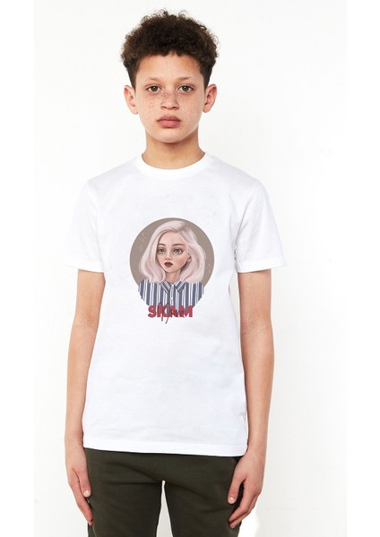 Skam Noora Baskılı Unisex Çocuk Beyaz T-Shirt