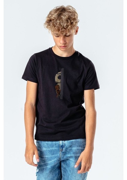 Baby Groot Robotic Baskılı Unisex Çocuk Siyah T-Shirt