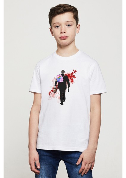 Altered Carbon Hello Unicorn Blood Baskılı Unisex Çocuk Beyaz T-Shirt