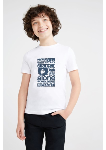 The Doors Baskılı Unisex Çocuk Beyaz T-Shirt