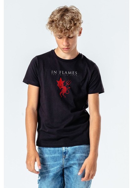 Metaphor In Flames Reroute To Remain Baskılı Unisex Çocuk Siyah T-Shirt