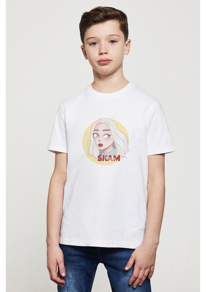 Skam Noora Baskılı Unisex Çocuk Beyaz T-Shirt