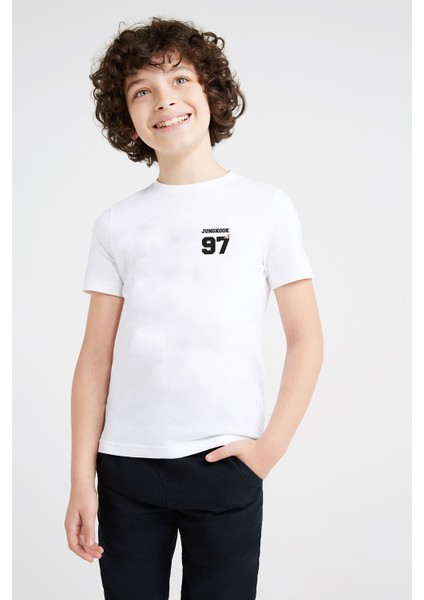 Bts Jungkook 97 Baskılı Unisex Çocuk Beyaz Tshirt