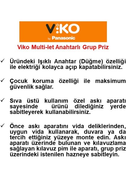Siyah Set Multi-Let 4'lü Anahtarlı Topraklı Çocuk Korumalı Grup Priz - 5 Metre + 3'lü Yonca Fiş-Priz