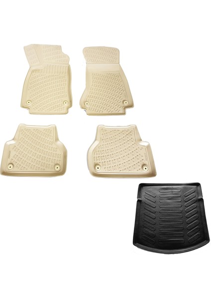 Audi A5 (Bej) 3D Havuzlu Paspas+Bagaj Havuzu 2008-2015 Arası-Caraks Marka