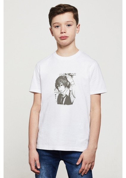 Anime Tokyo Ghoul Anteiku Baskılı Unisex Çocuk Beyaz T-Shirt