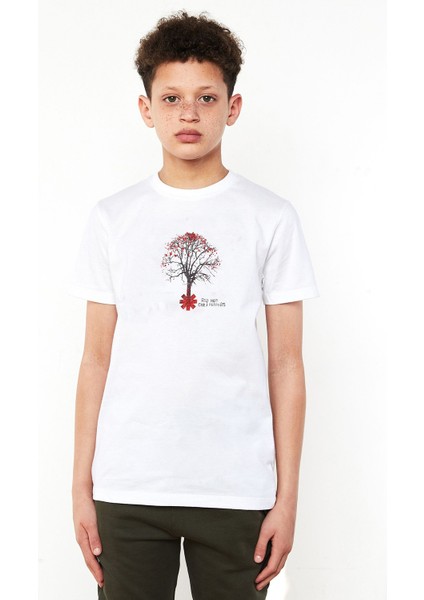 Red Hot Chili Peppers Baskılı Unisex Çocuk Beyaz T-Shirt