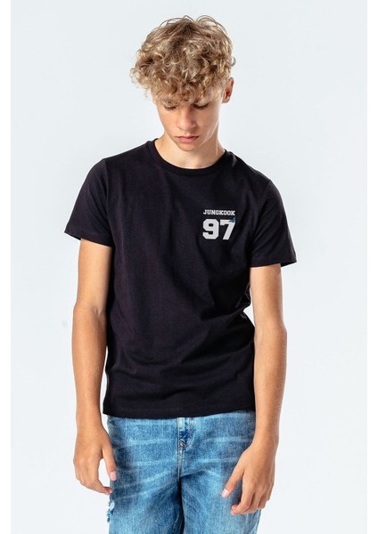 Bts Jungkook 97 Baskılı Unisex Çocuk Siyah Tshirt