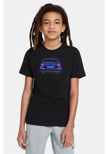 Subaru Impreza Wrx Stı Baskılı Unisex Çocuk Siyah T-Shirt