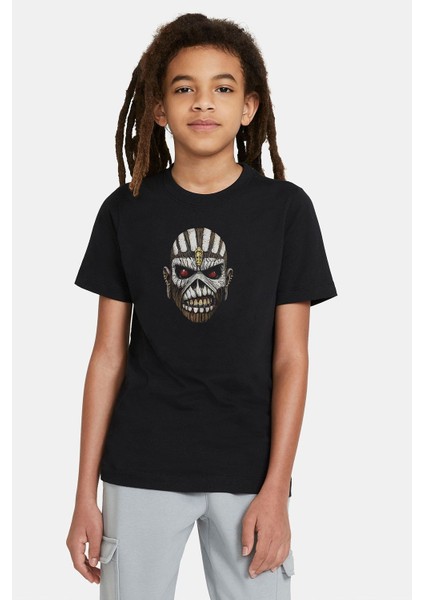 Iron Maiden Eddie Baskılı Unisex Çocuk Siyah T-Shirt