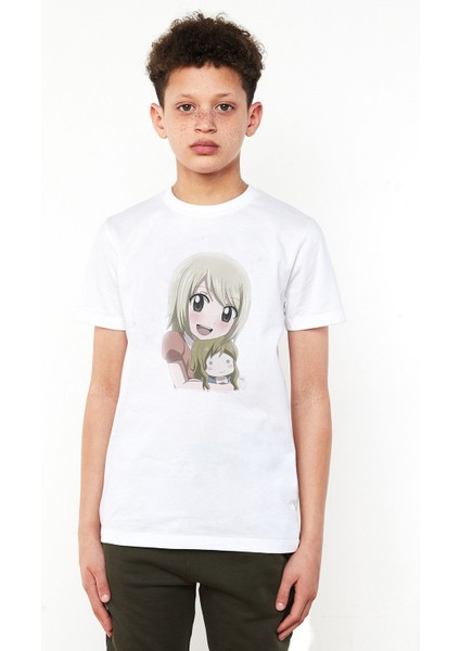 Anime Fairy Tail Glass Guild Emblem Baskılı Unisex Çocuk Beyaz T-Shirt