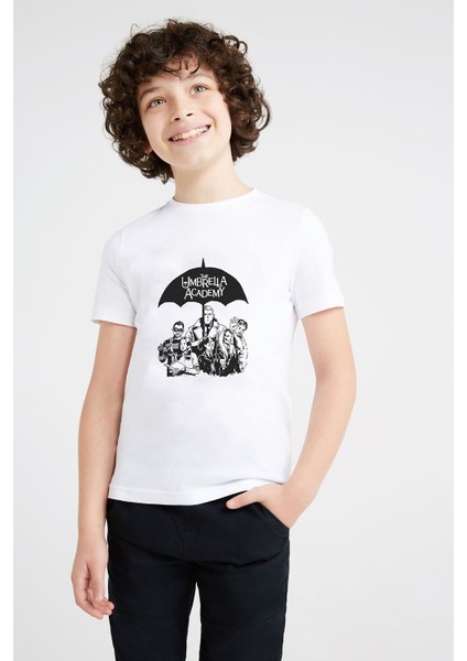 The Umbrella Academy Umbrella Coffee Baskılı Unisex Çocuk Beyaz T-Shirt
