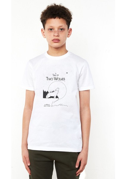 Tale Of Two Wolves Graphic Novel Baskılı Unisex Çocuk Beyaz Tshirt