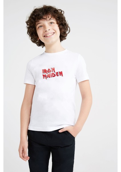 Iron Maiden Rock Am Ring Metal Baskılı Unisex Çocuk Beyaz T-Shirt